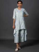 W Women Blue & Gold-Toned Printed Basic Layered Jumpsuit - Image 2