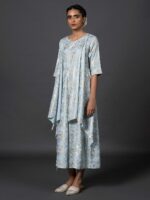W Women Blue & Gold-Toned Printed Basic Layered Jumpsuit - Image 5