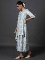 W Women Blue & Gold-Toned Printed Basic Layered Jumpsuit - Image 7
