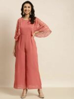 Shae by SASSAFRAS Women Rust Foil Print Flared Sleeve Jumpsuit - Image 2
