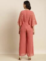 Shae by SASSAFRAS Women Rust Foil Print Flared Sleeve Jumpsuit - Image 4