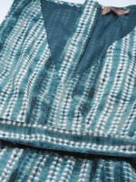 Shae by SASSAFRAS Women Teal Shibori Sleeveless Wrap Jumpsuit - Image 5