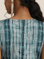 Shae by SASSAFRAS Women Teal Shibori Sleeveless Wrap Jumpsuit - Image 6