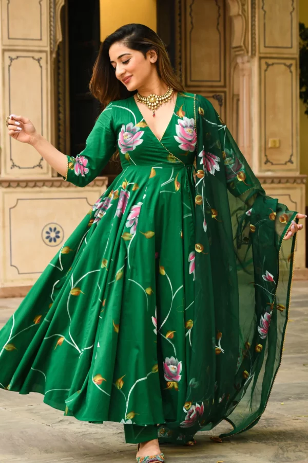 Bright Green Hand Painted Suit Set