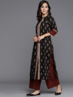 Libas Women Black Pure Cotton Ethnic Motifs Printed Kurta with Palazzos & Dupatta - Image 6