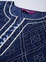Libas Women Blue Bandhani Printed Pure Cotton Kurta with Palazzos & Dupatta - Image 2