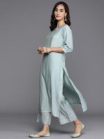 Libas Women Blue Chanderi Silk Gotta Patti Kurta with Palazzos & Dupatta - Image 5