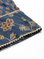 Libas Women Blue & Maroon Floral Printed Regular Kurta with Palazzos & Dupatta - Image 9