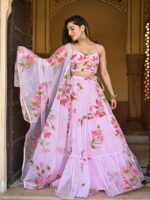 Baby Pink Hand Painted Lehenga Set - Image 2