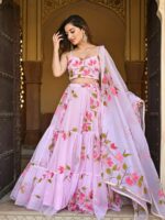 Baby Pink Hand Painted Lehenga Set