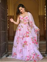 Baby Pink Hand Painted Lehenga Set - Image 7
