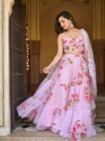 Baby Pink Hand Painted Lehenga Set - Image 9