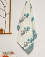 Blue Buta Print Waffle Cotton Towel