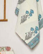 Blue Buta Print Waffle Cotton Towel - Image 2