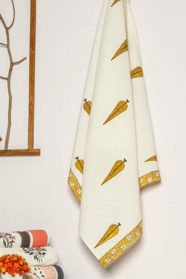 Buta Print Waffle Cotton Towel
