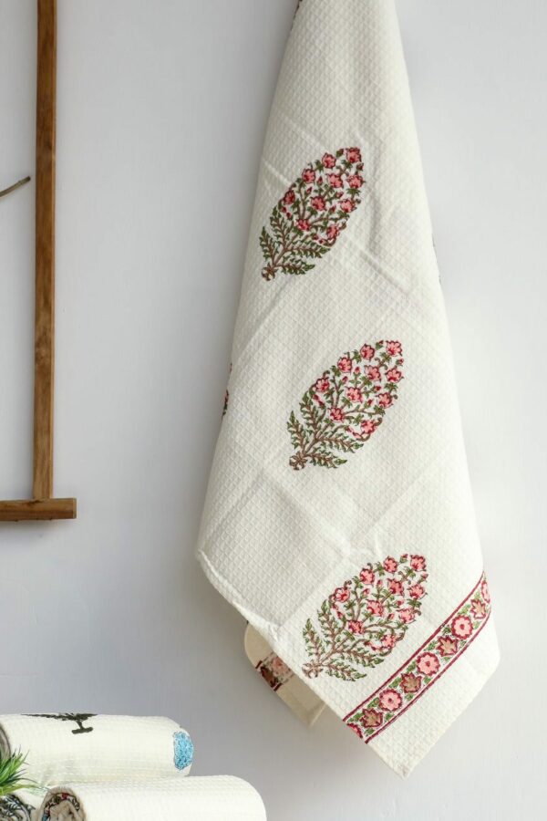 Buta Print Waffle Cotton Towel