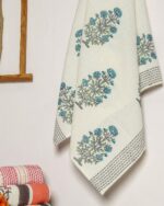 Floral Buta Waffle Cotton Towel - Image 2