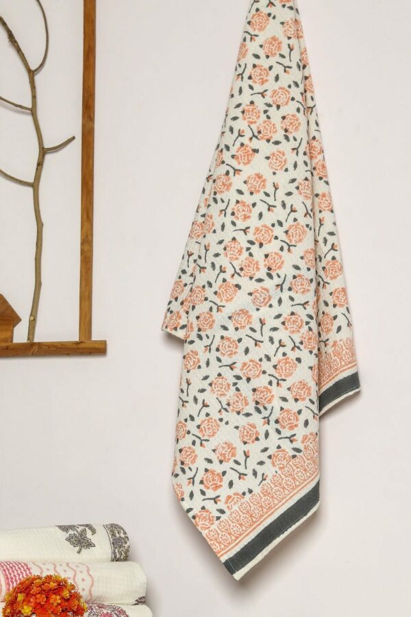 Floral Jaal Print Waffle Cotton Towel