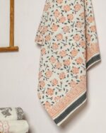 Floral Jaal Print Waffle Cotton Towel - Image 2