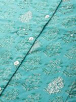 Ishin Ethnic Motifs Printed Mirror Work Pure Cotton Kurta with Trousers & Mask - Image 4