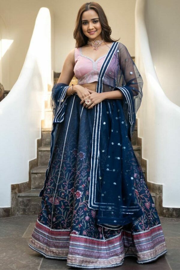Lavanya The Label Blue & White Ready to Wear Lehenga & Blouse With Dupatta