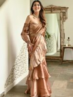 Lavanya The Label Brown Organza Saree - Image 2