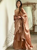 Lavanya The Label Brown Organza Saree - Image 4
