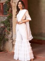 Lavanya The Label Embroidered Pure Georgette Sharara Saree With Blosue - Image 2