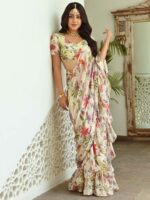 Lavanya The Label Green & Maroon Floral Ready to Wear Saree - Image 2