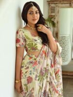 Lavanya The Label Green & Maroon Floral Ready to Wear Saree - Image 6