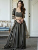 Lavanya The Label Grey & Gold-Toned Ready to Wear Lehenga & Blouse With Dupatta - Image 6