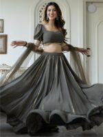 Lavanya The Label Grey & Gold-Toned Ready to Wear Lehenga & Blouse With Dupatta - Image 7