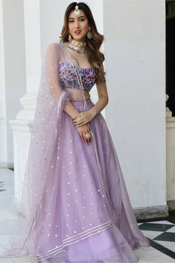 Lavanya The Label Lavender & Green Embroidered Ready to Wear Lehenga & Blouse With Dupatta