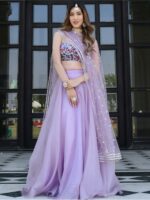 Lavanya The Label Lavender & Green Embroidered Ready to Wear Lehenga & Blouse With Dupatta - Image 5