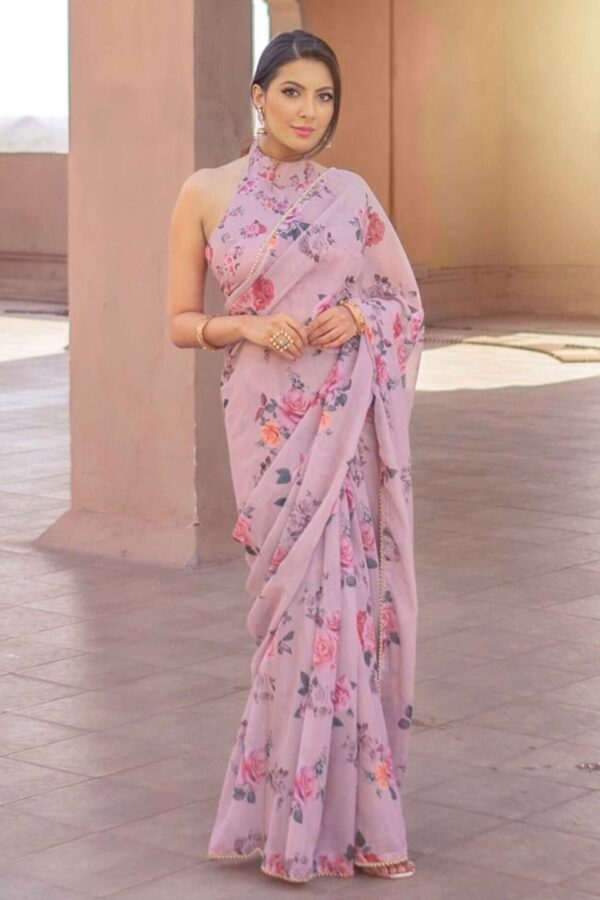 Lavanya The Label Lavender Paisley Embroidered Saree
