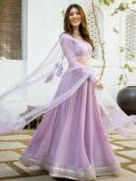 Lavanya The Label Lavender & White Ready to Wear Lehenga & Blouse With Dupatta - Image 3