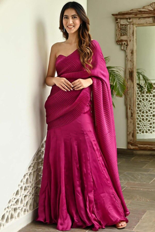 Lavanya The Label Pink Satin Saree