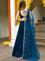 Lavanya The Label Teal & Gold-Toned Embellished Sequinned Ready to Wear Lehenga & Blouse With Dupatta - Image 5