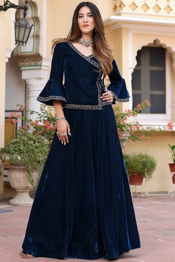 Lavanya The Label Thread Work Ready to Wear Velvet Lehenga & Blouse Set