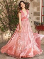 Lavanya The Label V-Neck Gathered Maxi Tired Ball Gown - Image 3