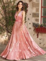 Lavanya The Label V-Neck Gathered Maxi Tired Ball Gown - Image 4