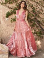 Lavanya The Label V-Neck Gathered Maxi Tired Ball Gown - Image 6