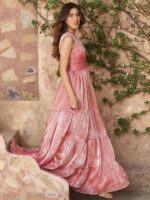 Lavanya The Label V-Neck Gathered Maxi Tired Ball Gown - Image 7