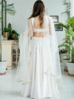 Lavanya The Label White Ready to Wear Lehenga & Blouse With Dupatta - Image 3