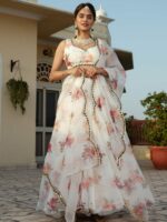 Lavanya The Label White & Red Printed Ready to Wear Lehenga & Blouse With Dupatta - Image 4