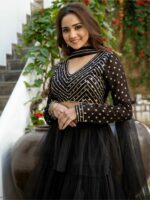 Lavanya The Label Women Black & Gold-Toned Ready to Wear Lehenga & Blouse With Dupatta - Image 2