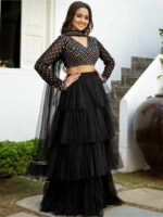 Lavanya The Label Women Black & Gold-Toned Ready to Wear Lehenga & Blouse With Dupatta - Image 3