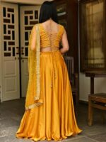 Lavanya The Label Women Mustard & Gold-Toned Embroidered Ready to Wear Lehenga Set - Image 4