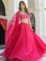 Lavanya The Label Women Pink & Silver-Toned Ready to Wear Lehenga & Blouse With Dupatta - Image 4