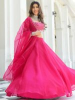 Lavanya The Label Women Pink & Silver-Toned Ready to Wear Lehenga & Blouse With Dupatta - Image 5